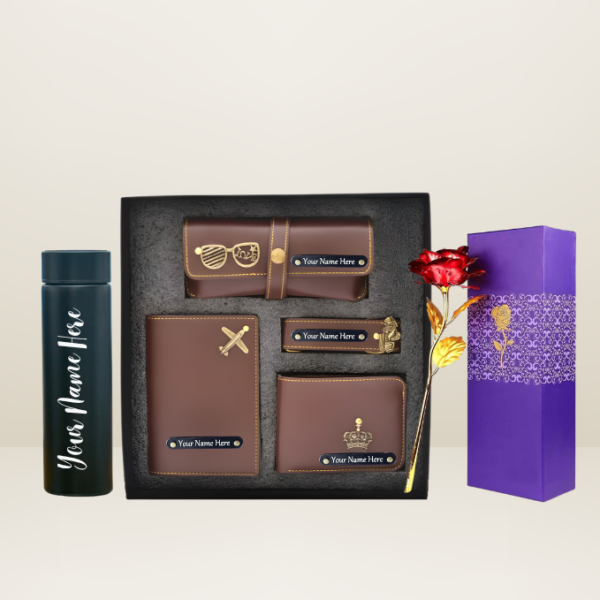Customised Wallet, Keychain, Passport Cover, Eyewear Cae, Temprature Bottle, Metallic Rose