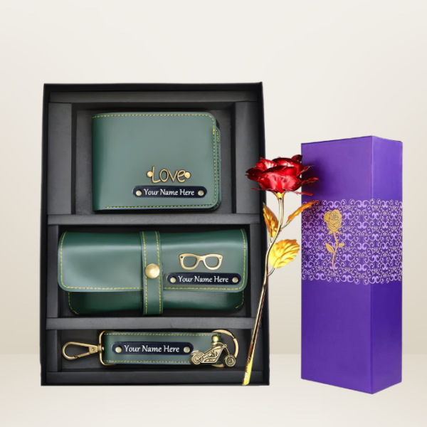 Customised Wallet, Keychain, Eyewear Case, Metallic Rose