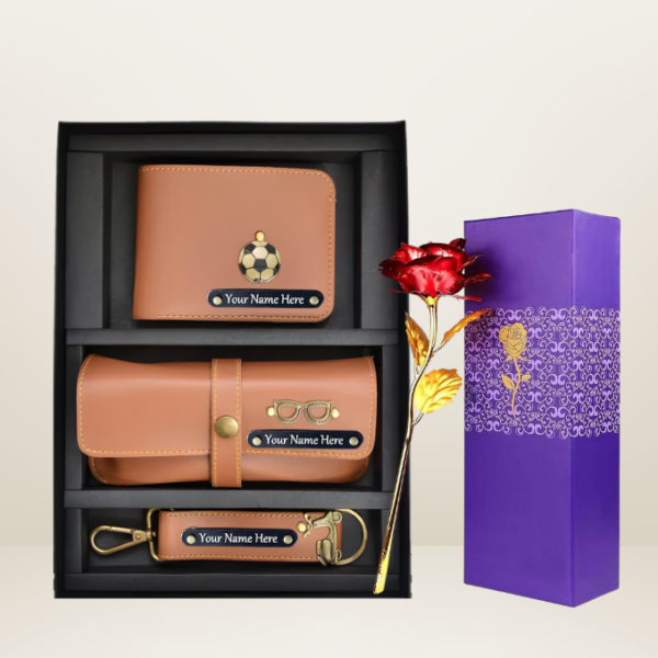 Customised Wallet, Keychain, Eyewear Case, Metallic Rose