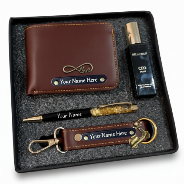 Customised Wallet, Keychain, Pen & Perfume
